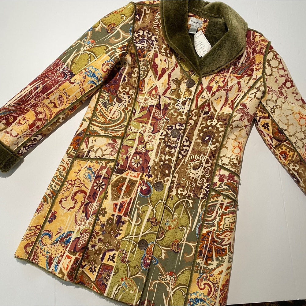 CHICOS Limted Edition Winter Coat Multi Color all over print Size S